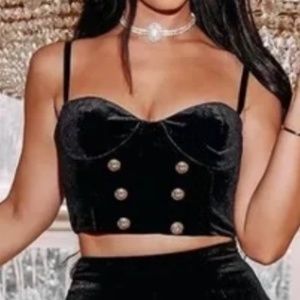 Posh Velvet Strappy Bustier Top AMBER X MESHKI (NWT)